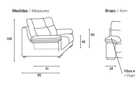 Sofá 3 plazas Som - Rige 190cm